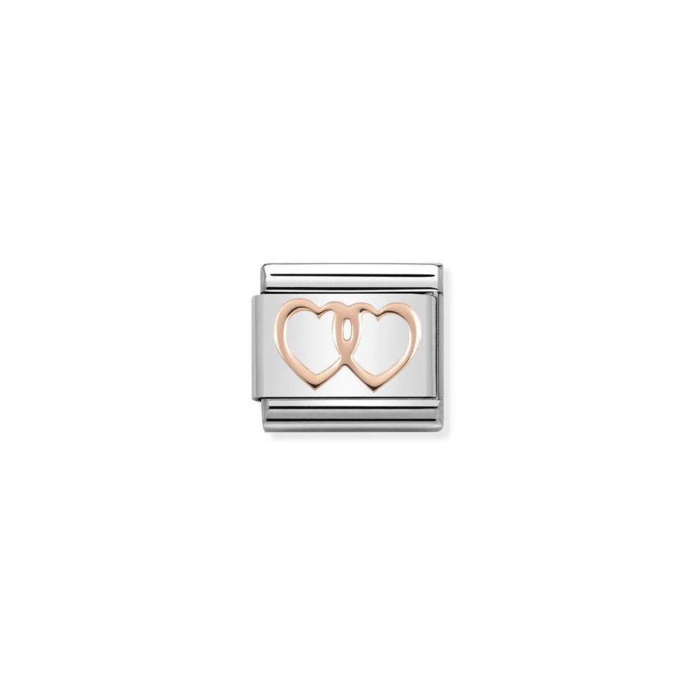Double Hearts Rose Gold - Silver