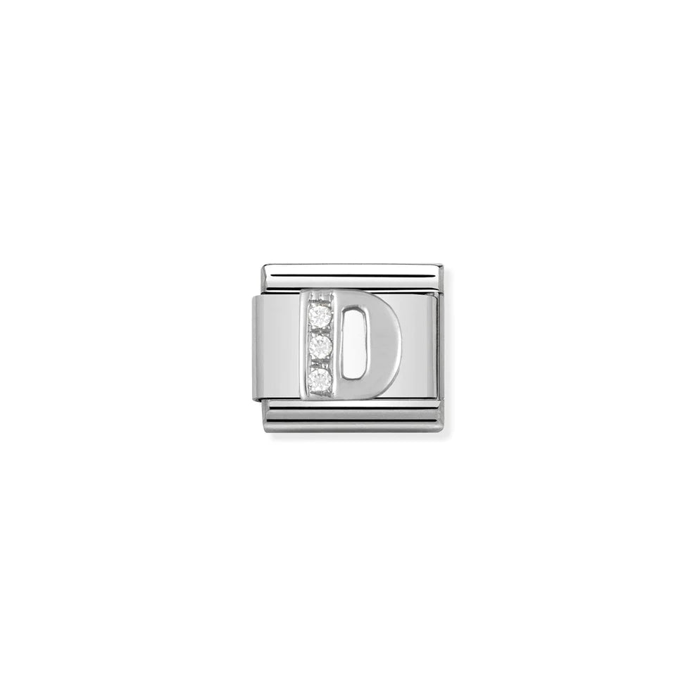Letter D Cubic Zirconia Silver - Silver