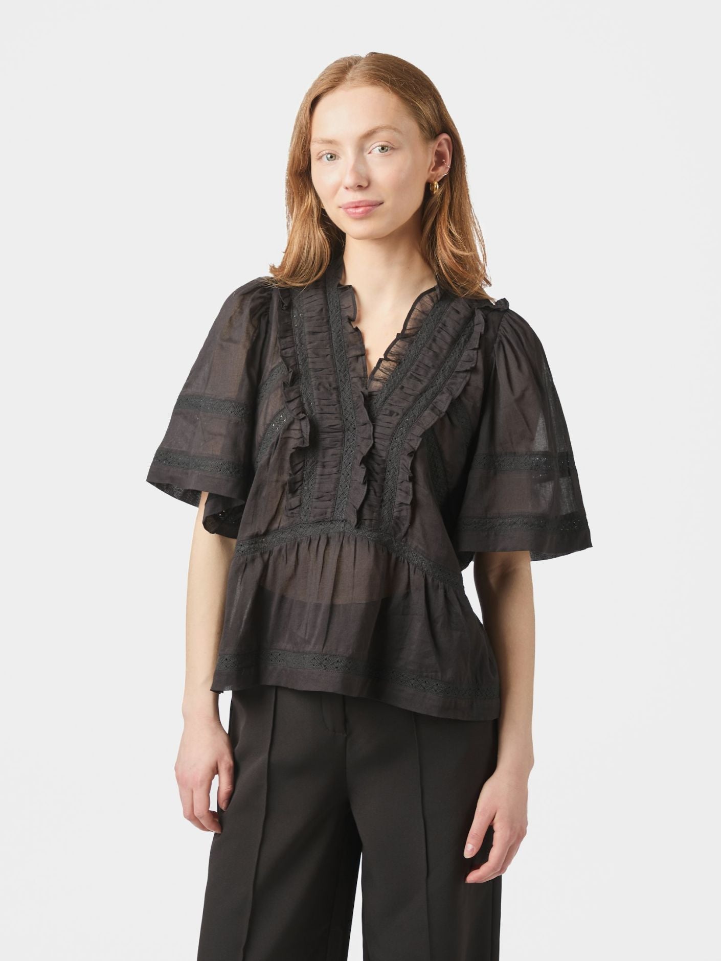 Evienne S Voile Top Black - Black