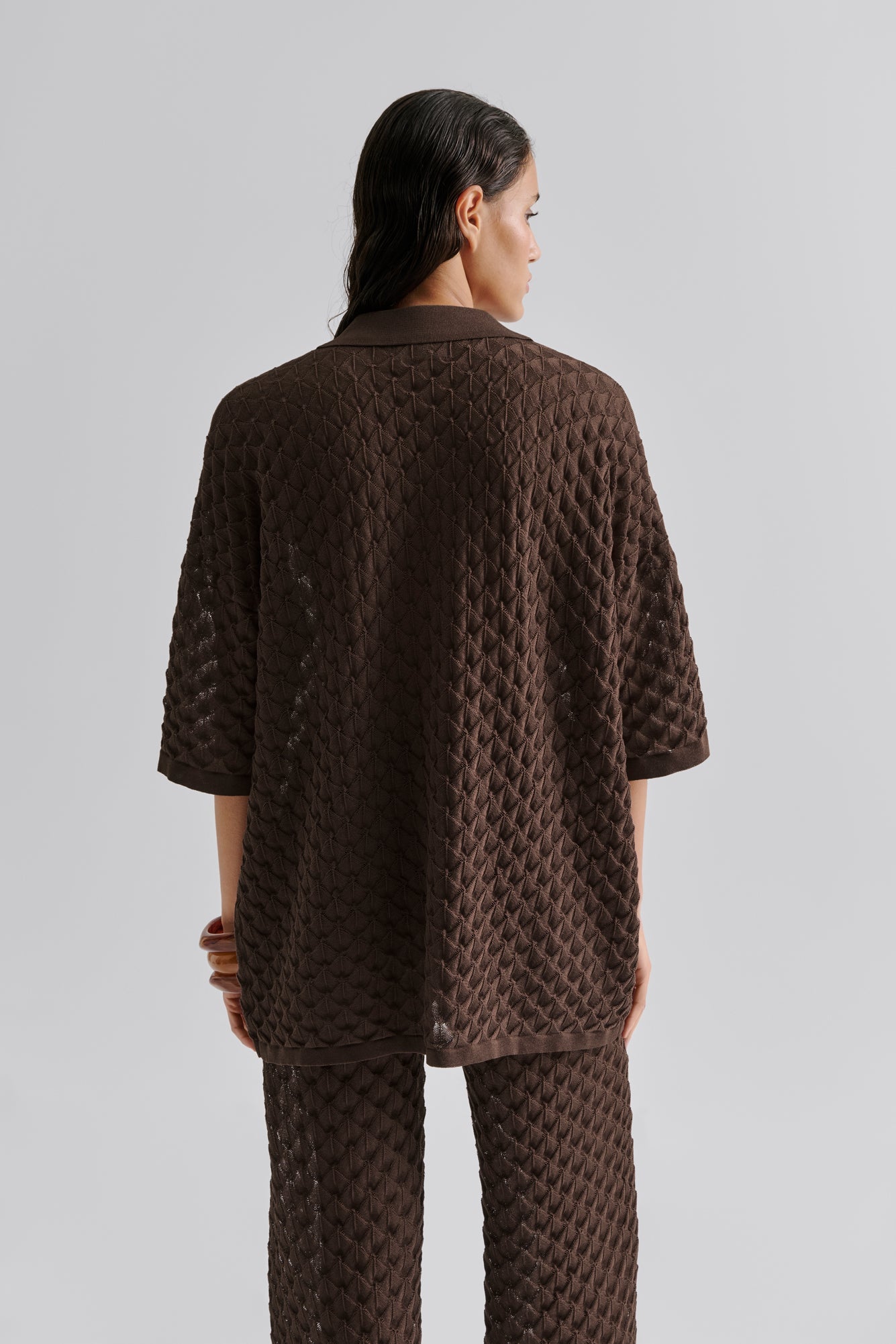 Moa oversized knitted shirt chocolate - Chocolate
