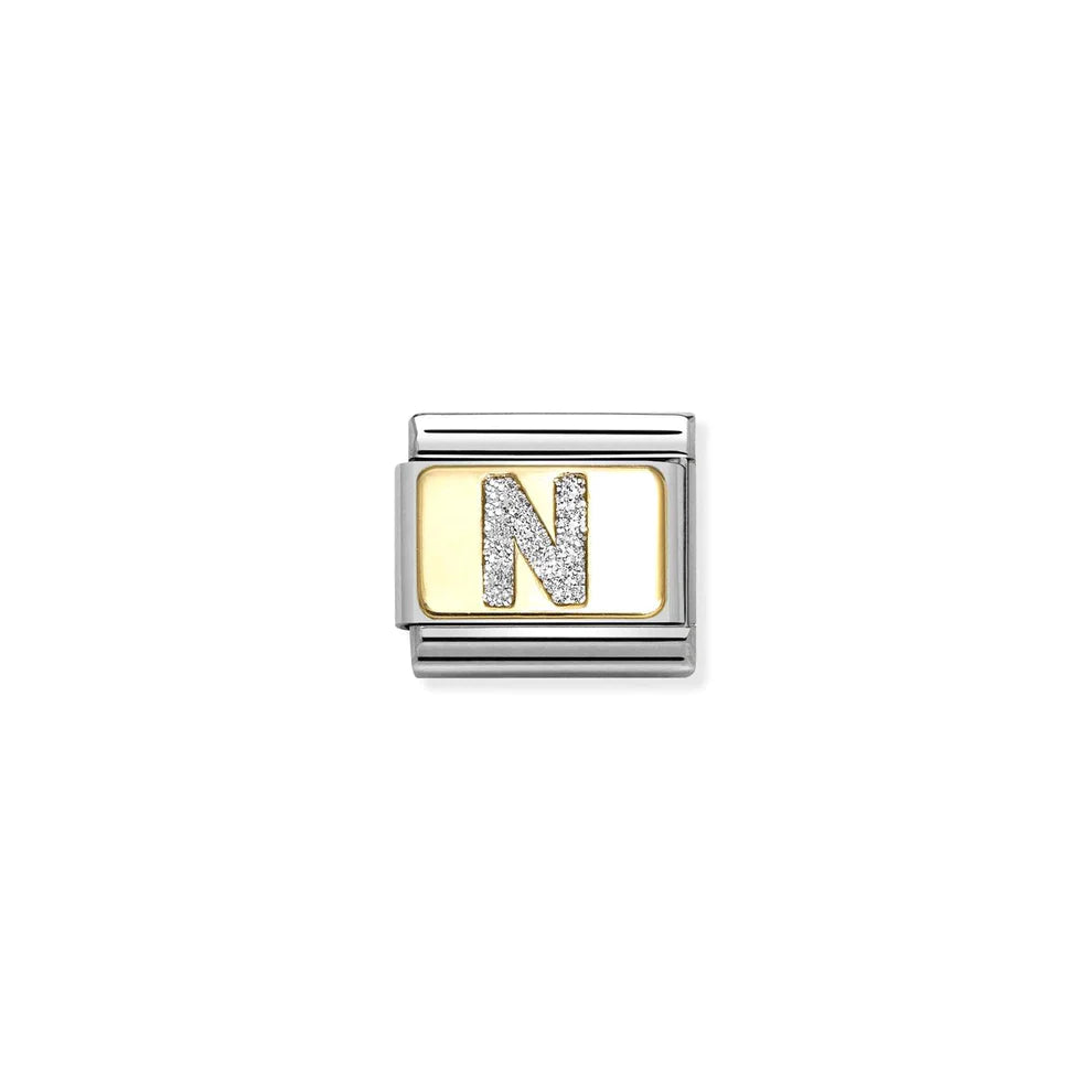 Glitter Letter N - Silver