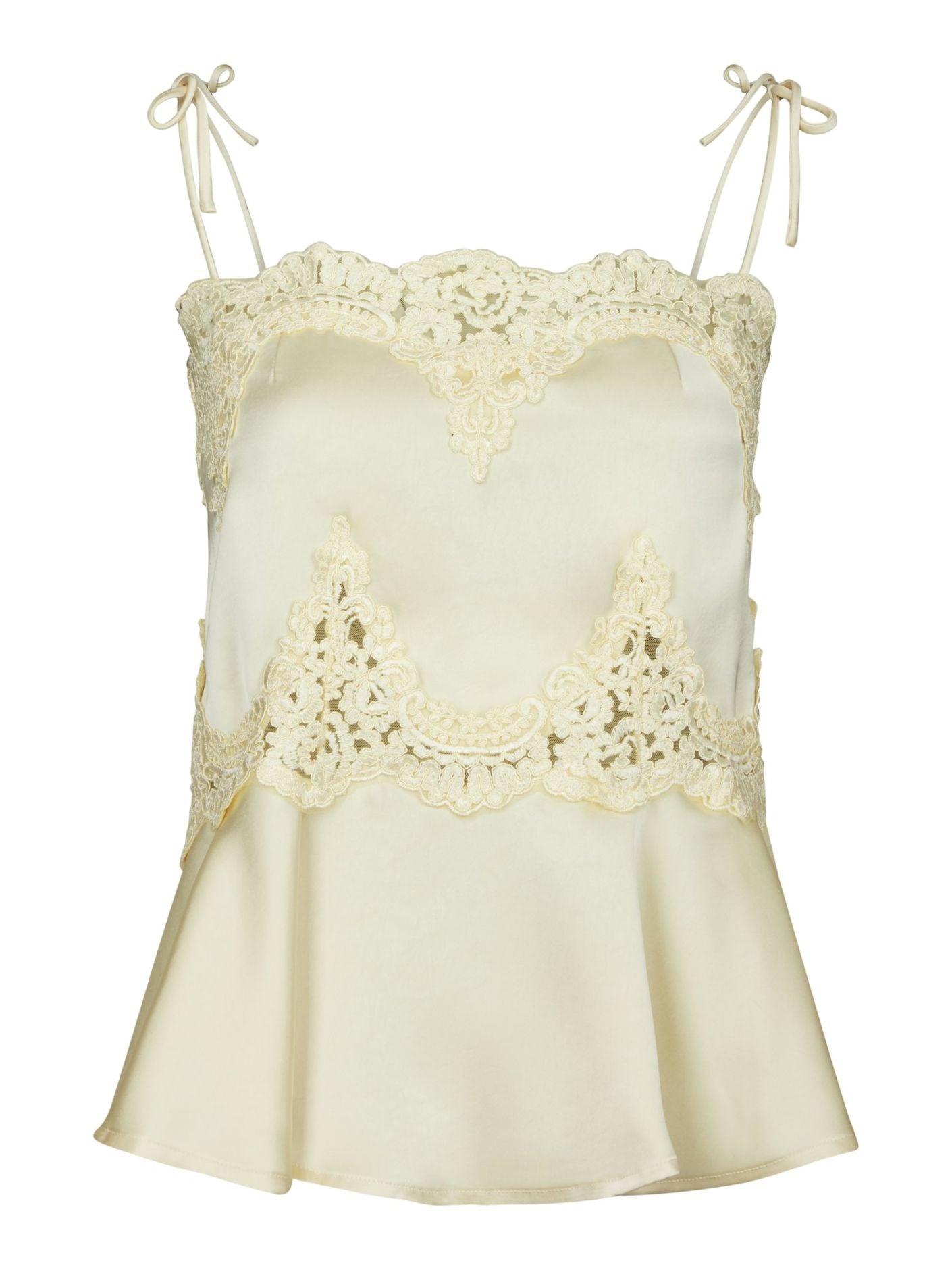 Kaela Heavy Sateen Lace Top Light Yellow - Yellow
