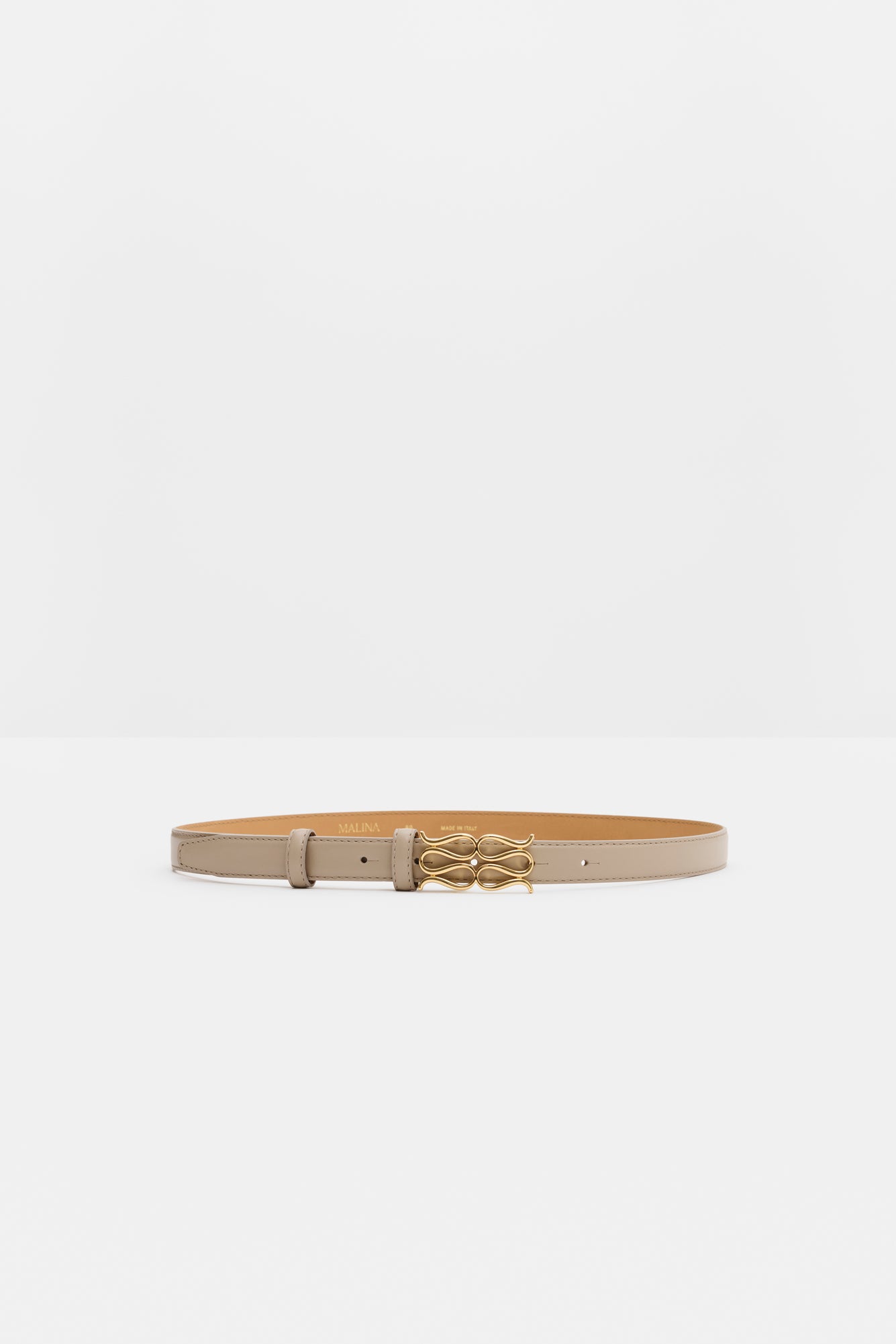 Monogram leather belt light taupe - Beige