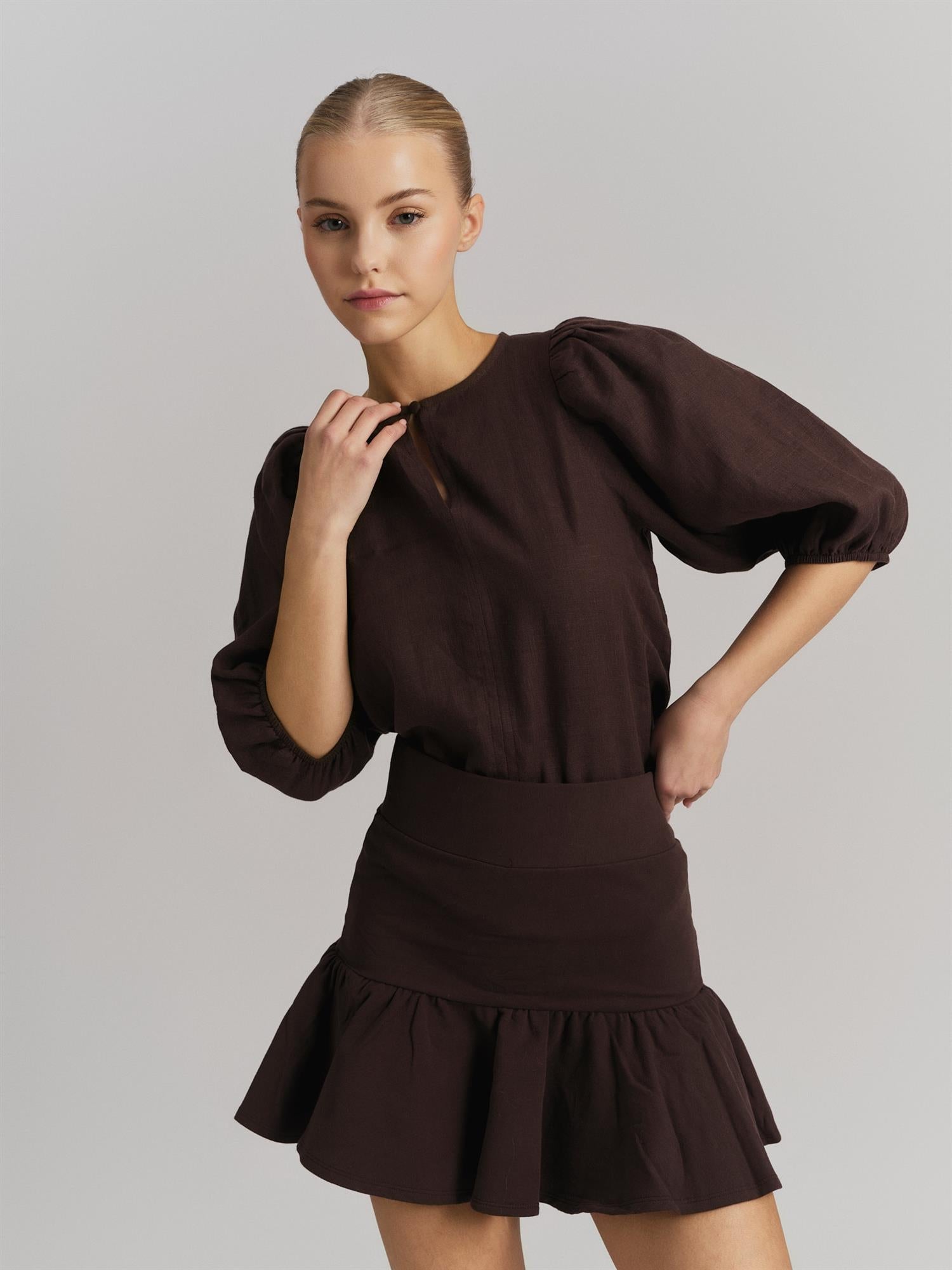 Ginger Skirt Dark Brown - Beige