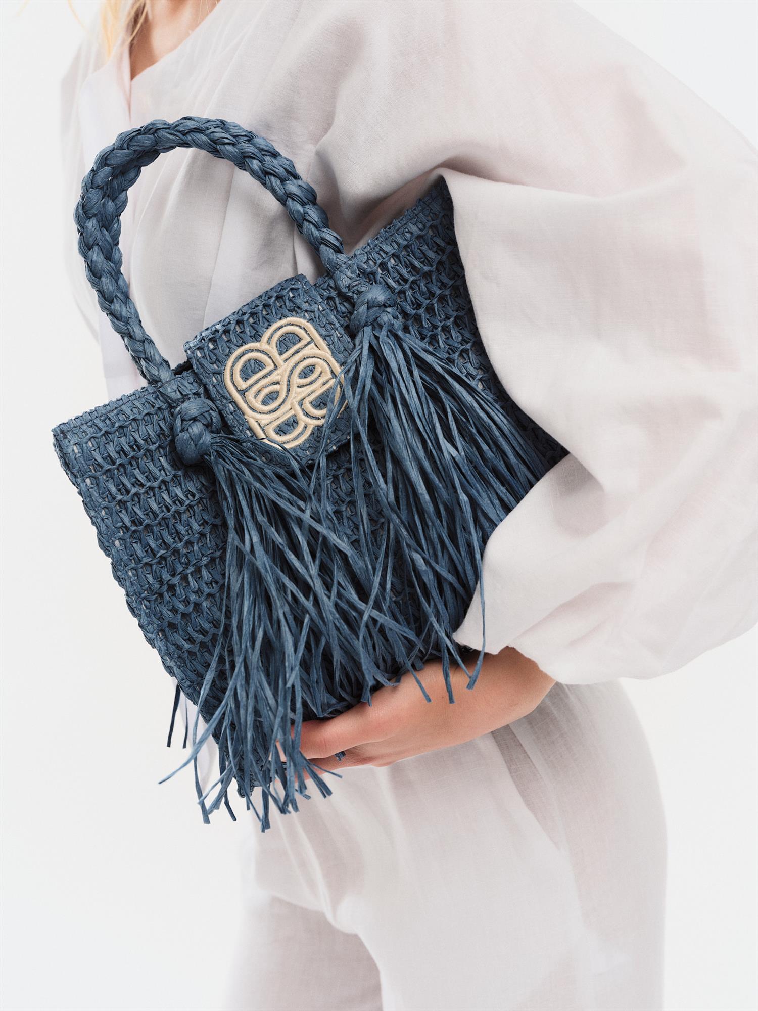 Sigrid Straw Bag Blue - Royal Blue