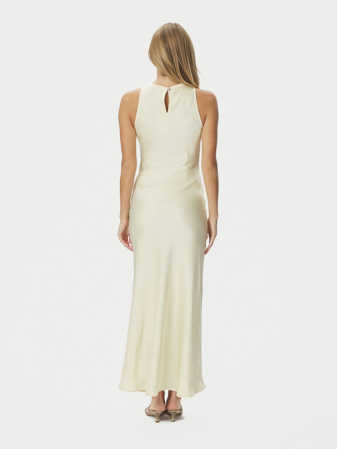 Celinie Heavy Sateen Dress Light Yellow - Cream