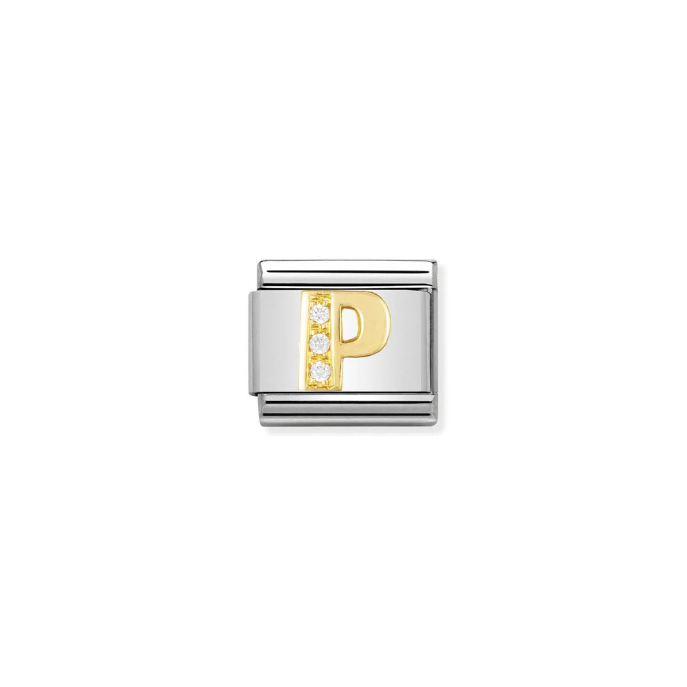 Cubic Zirconia Letter P Gold - Gold