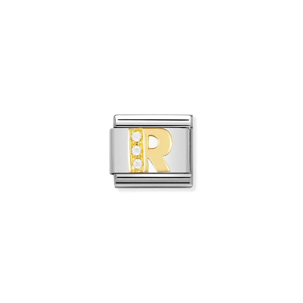 Cubic Zirconia Letter R Gold - Gold