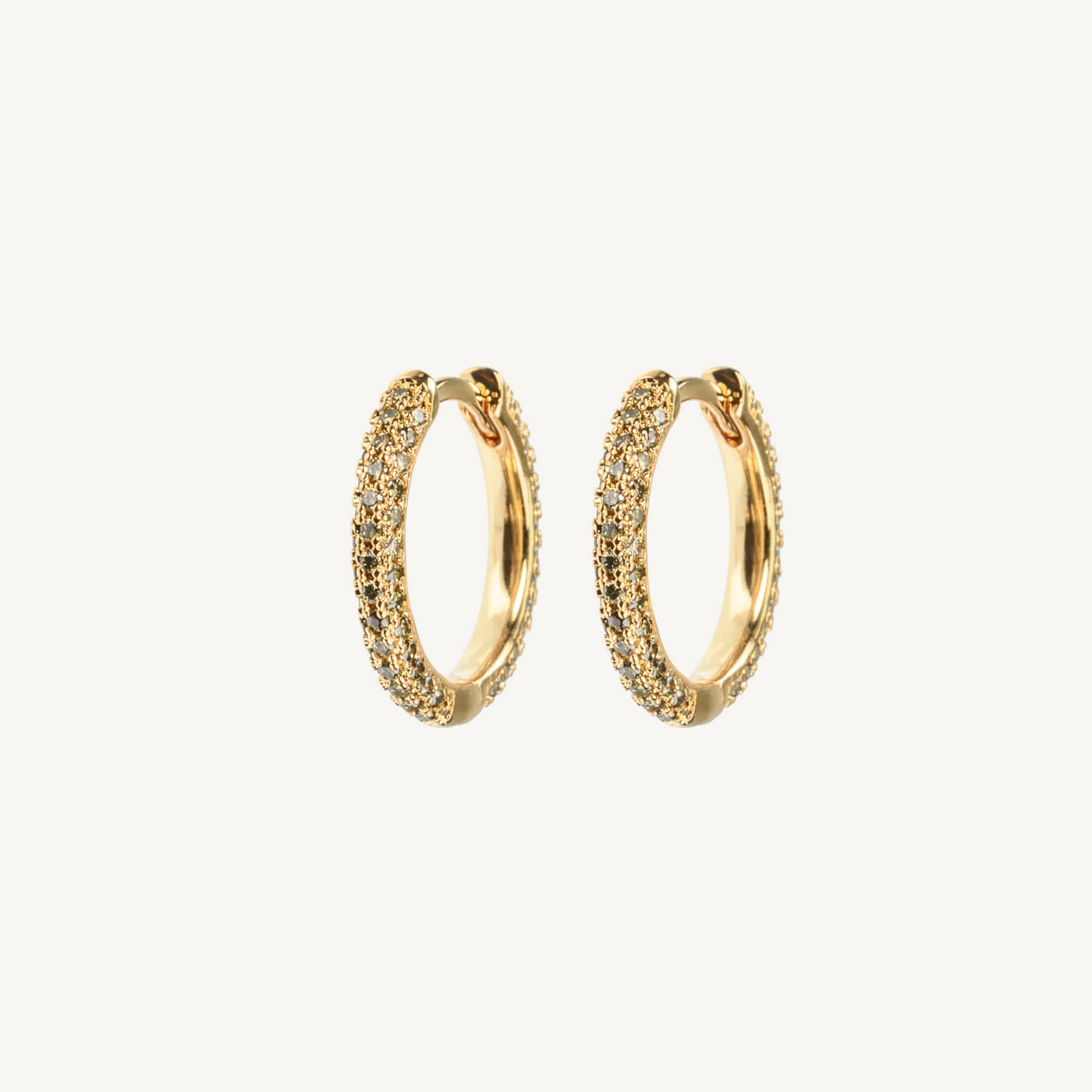 Medium Stone Covered Hoops Army - Gold