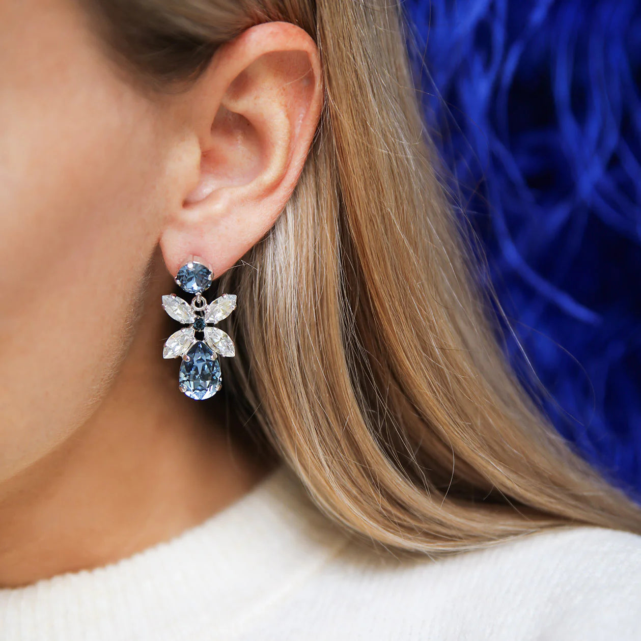 Mini Dione Earrings Gold Denim Blue/Blue Shade - Gold