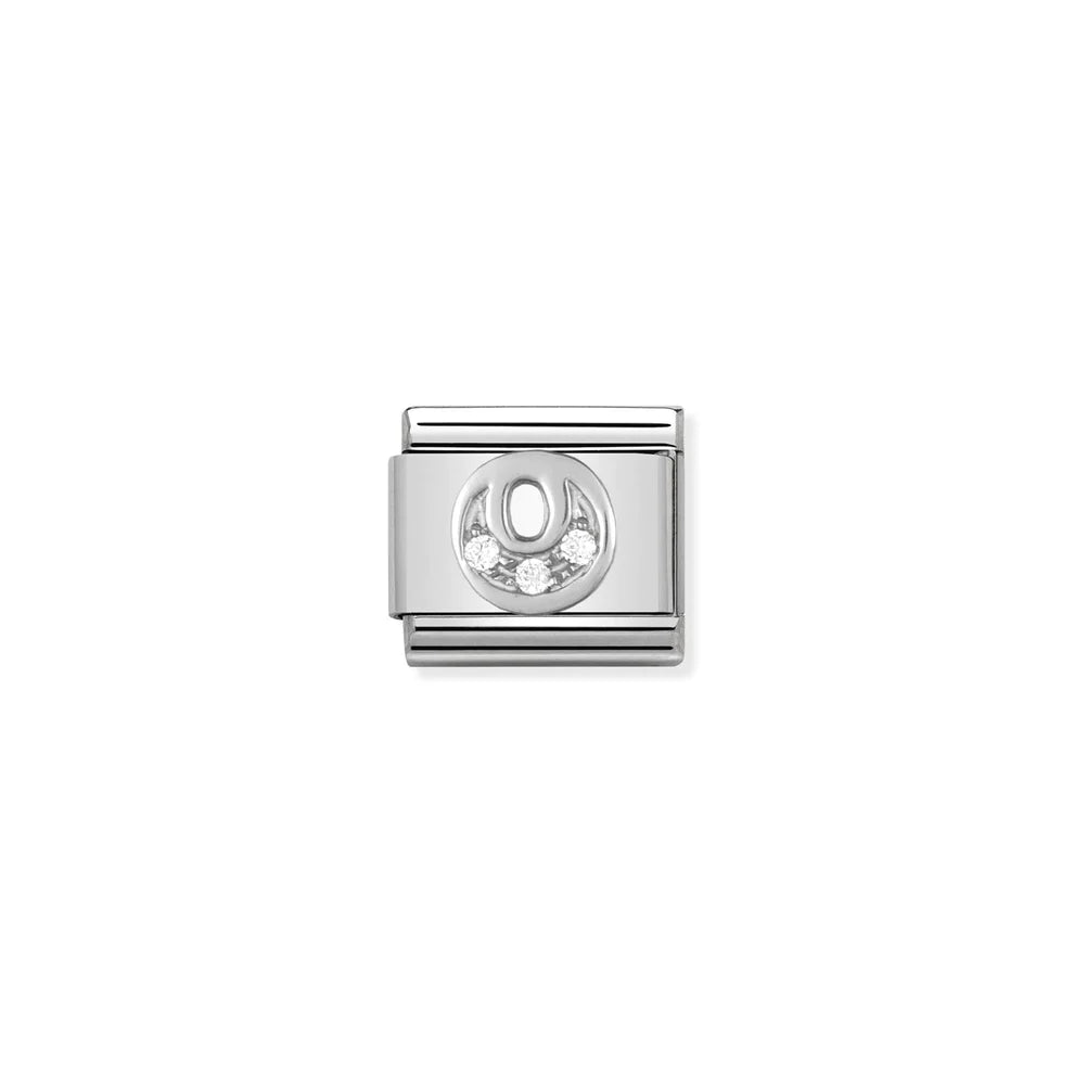 Letter O Cubic Zirconia Silver - Silver