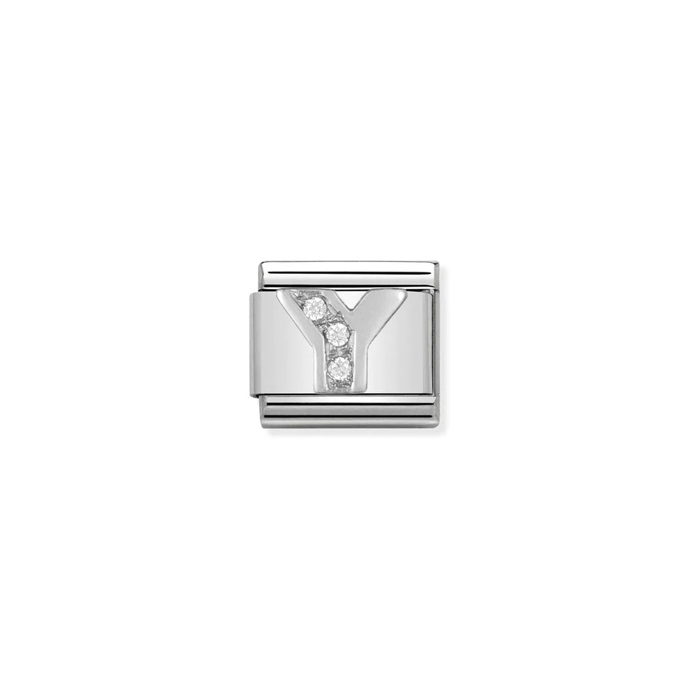 Letter Y Cubic Zirconia Silver - Silver