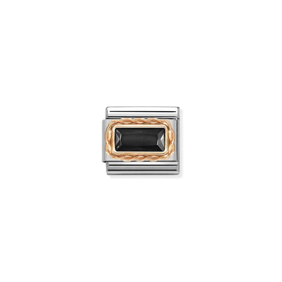 Faceted Baguette Black Rose Gold - Black