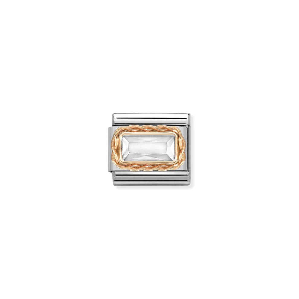 Faceted Baguette White Rose Gold - Silver